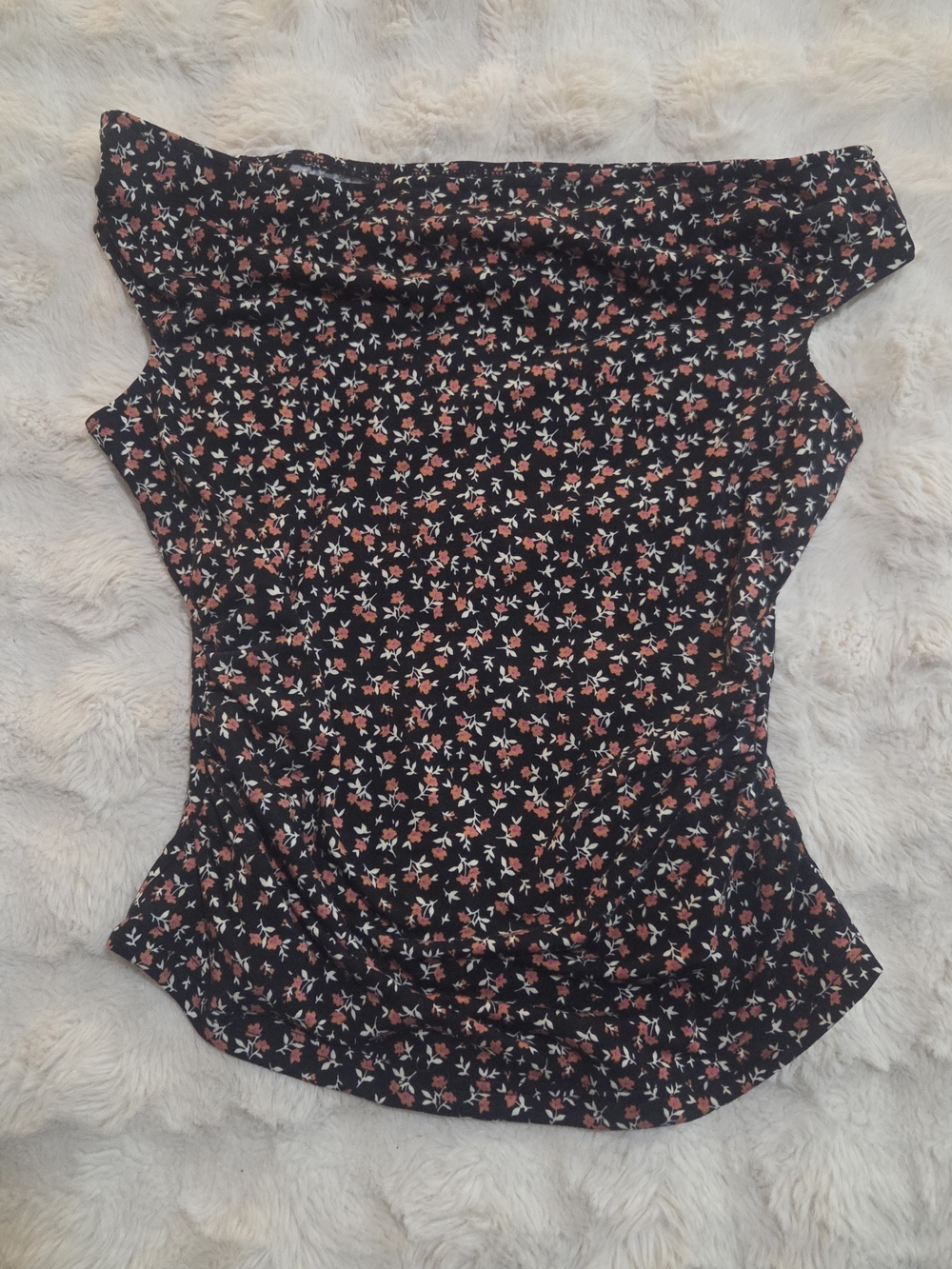 Black Floral Off-Shoulder Women’s Top Medium